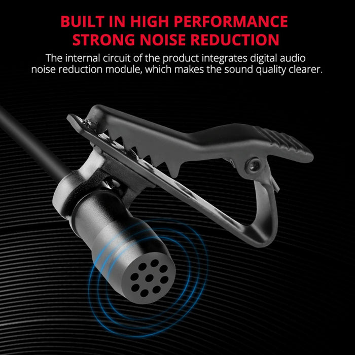 2.5M Double Clip Lavalier Microphone For Mobile Live Broadcast