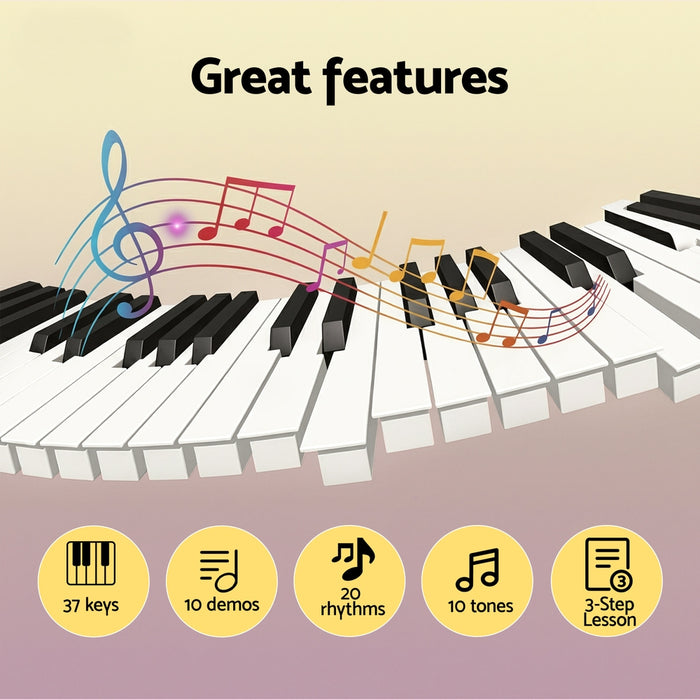37-Key Digital Piano Keyboard For Kids Beginners Electronic Keyboard Piano Gift Pink