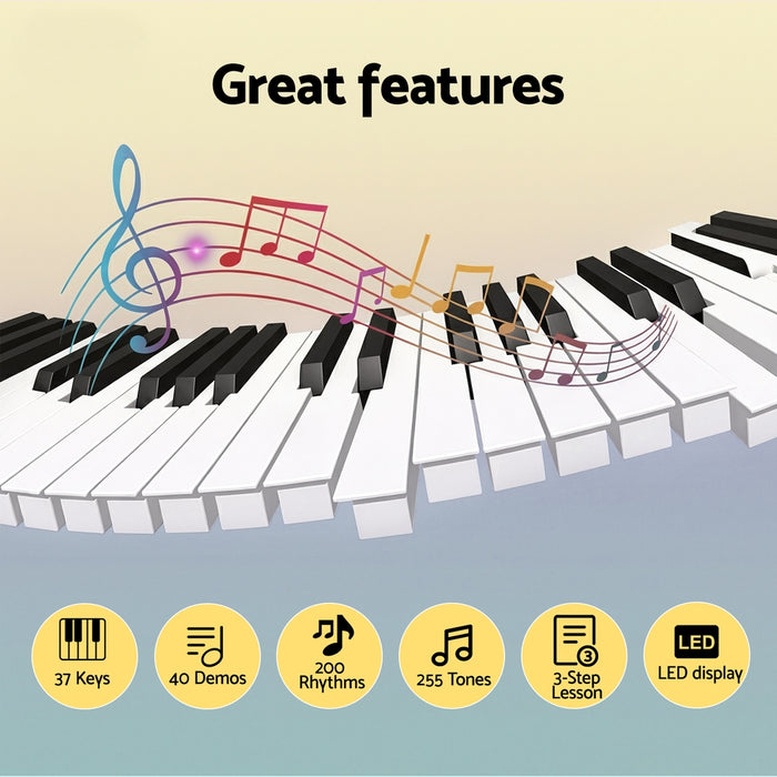 37-Key Digital Piano Keyboard Electric Black