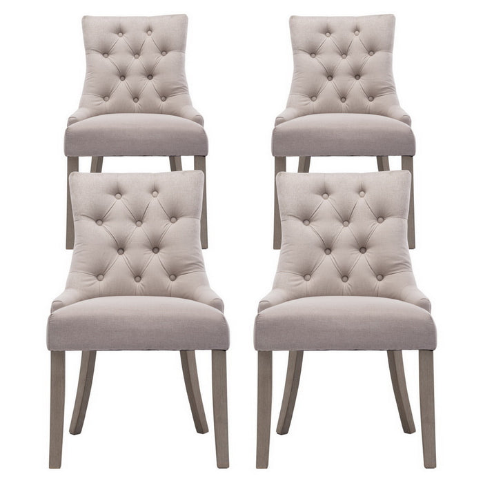 Dining Chairs Set Of 4 Linen French Provincial Beige