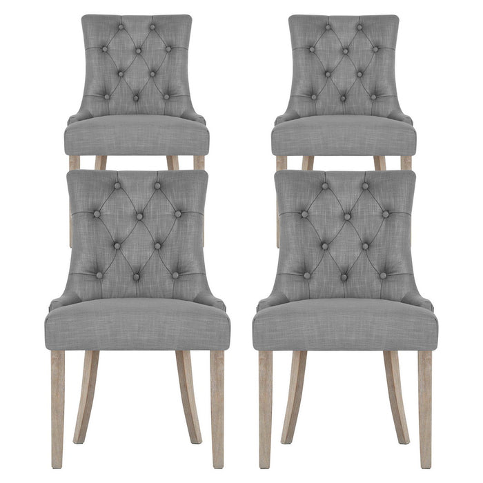 Dining Chairs Set Of 4 Linen French Provincial Grey