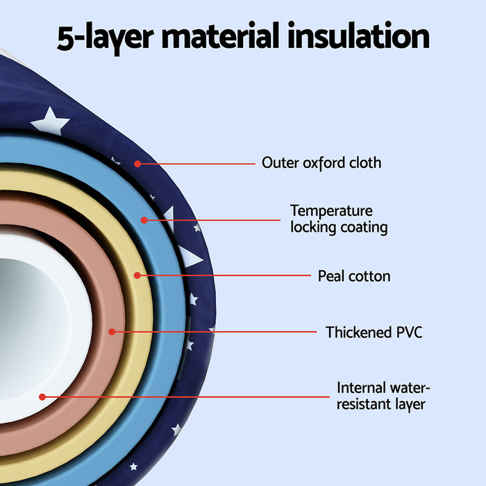 Foldable Bathtub Pvc Spa Bucket Inflatable Cushion 114X62cm Star Navy