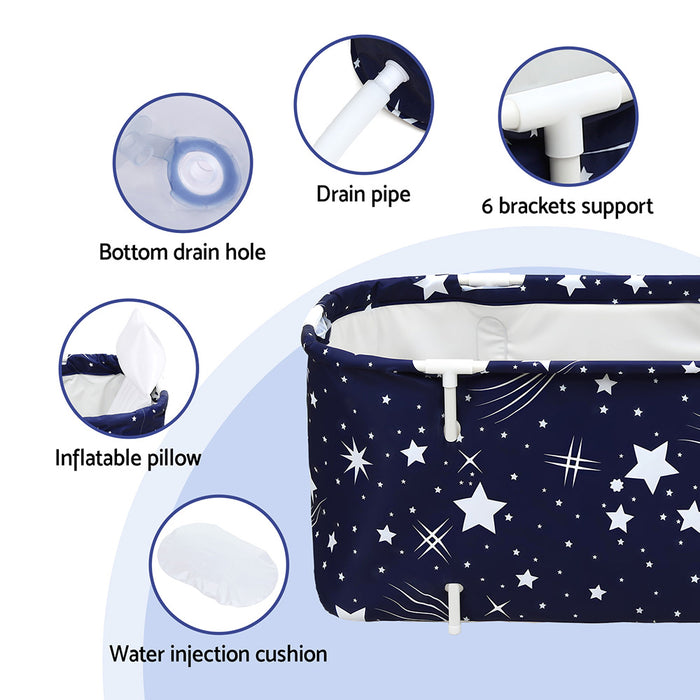 Foldable Bathtub Pvc Spa Bucket Inflatable Cushion 114X62cm Star Navy