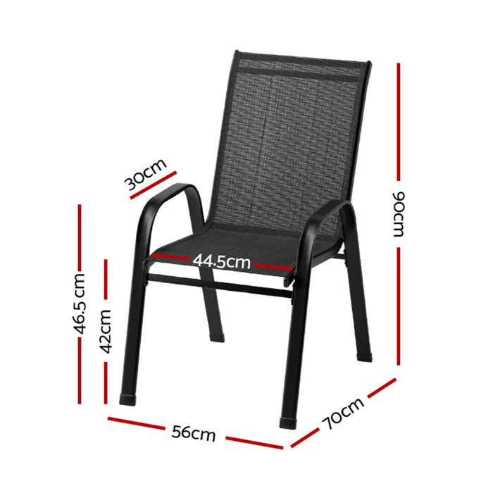 6Pc Outdoor Dining Chairs Stackable Lounge Chair Patio Furniture Black