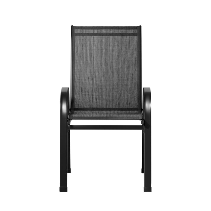 6Pc Outdoor Dining Chairs Stackable Lounge Chair Patio Furniture Black