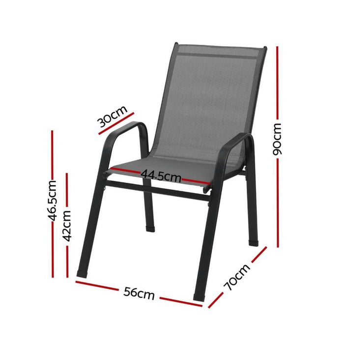2Pc Outdoor Dining Chairs Stackable Lounge Chair Patio Furniture Black