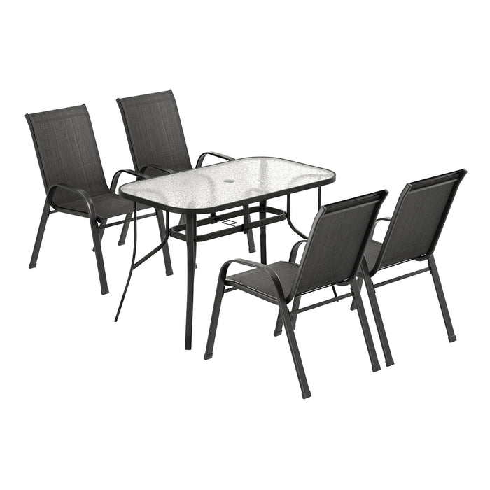 5Pc Outdoor Dining Set Table And Chairs Patio Furniture Bistro Set Garden Black