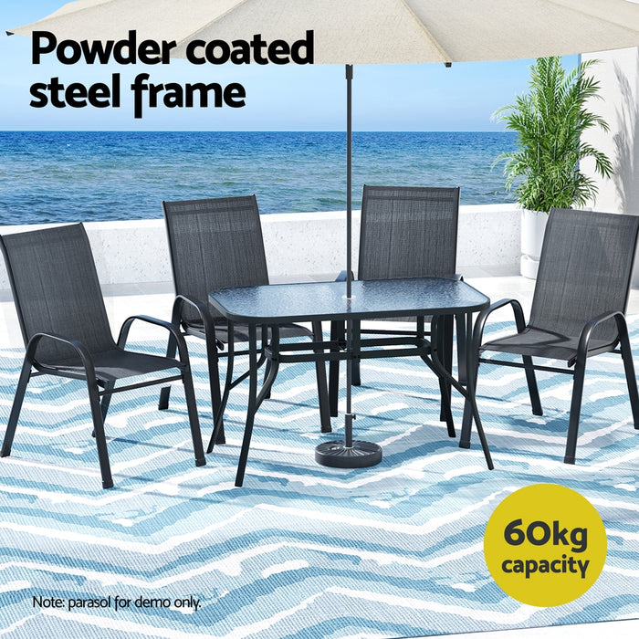 5Pc Outdoor Dining Set Table And Chairs Patio Furniture Bistro Set Garden Black