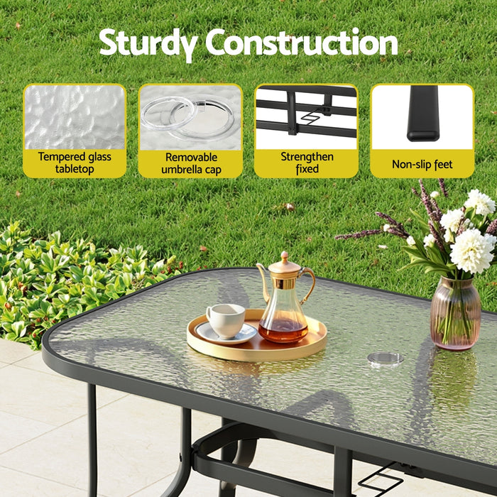 5Pc Outdoor Dining Set Table And Chairs Patio Furniture Bistro Set Garden Black