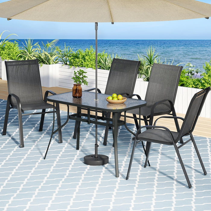 5Pc Outdoor Dining Set Table And Chairs Patio Furniture Bistro Set Garden Black