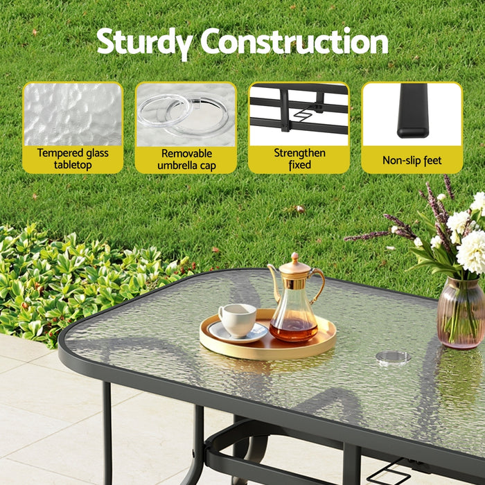 7Pc Outdoor Dining Set Table And Chairs Patio Furniture Garden Bistro Set Grey