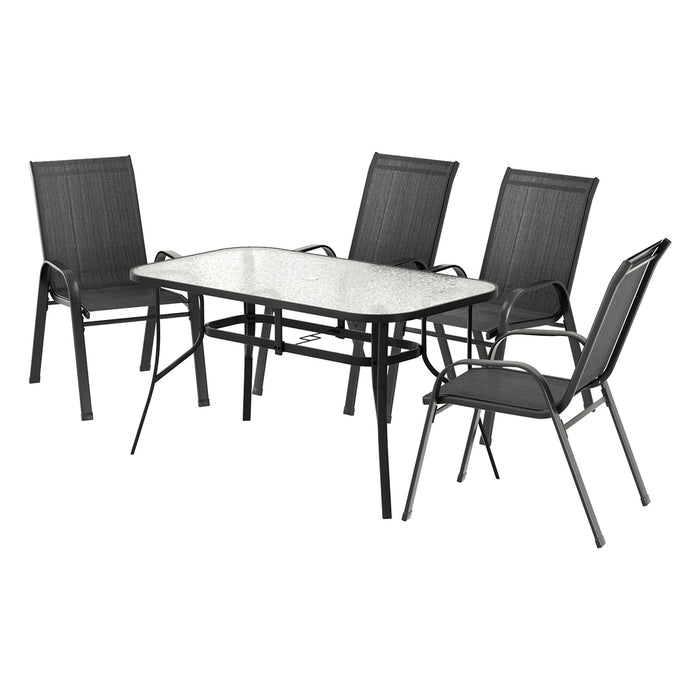 5Pc Outdoor Dining Set Table And Chairs Patio Furniture Bistro Set Garden Black