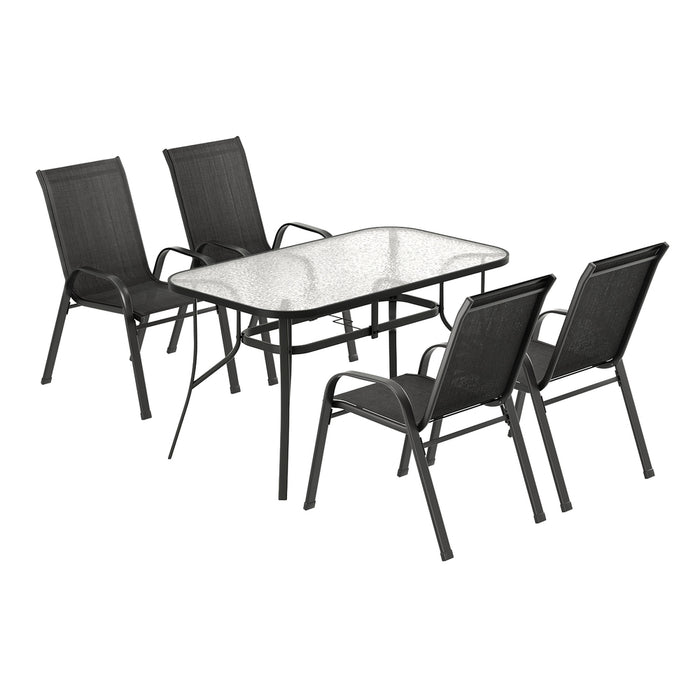 5Pc Outdoor Dining Set Table And Chairs Patio Furniture Bistro Set Garden Black
