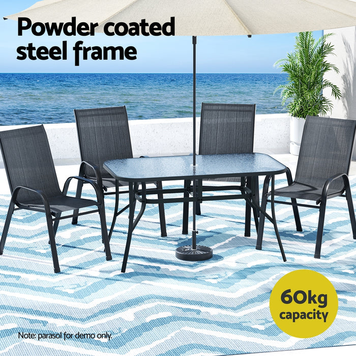 5Pc Outdoor Dining Set Table And Chairs Patio Furniture Bistro Set Garden Black