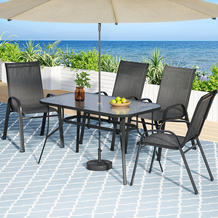 5Pc Outdoor Dining Set Table And Chairs Patio Furniture Bistro Set Garden Black