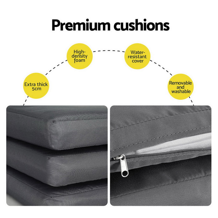 Outdoor Dining Set 5 Piece Aluminum Extendable Table Setting White