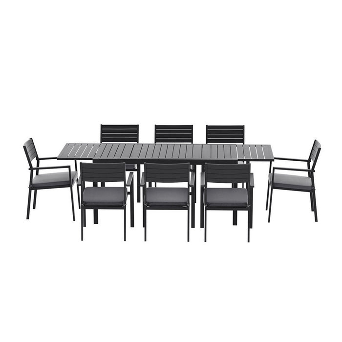 Outdoor Dining Set 9pcs Aluminum Extendable Table Chairs Patio Furniture