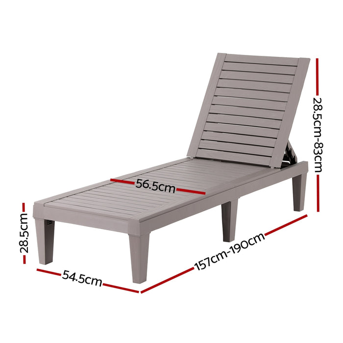 Sun Lounge Adjustable Recliner Patio Outdoor Furniture Lightweight Grey