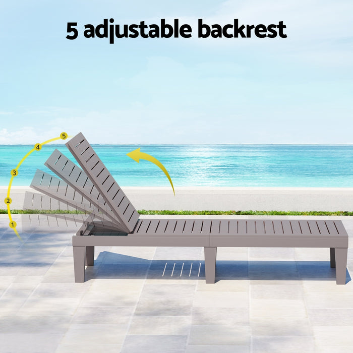 Sun Lounge Adjustable Recliner Patio Outdoor Furniture Lightweight Grey