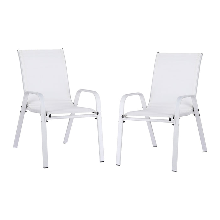 2Pc Outdoor Dining Chairs Stackable Lounge Chair Patio Furniture White