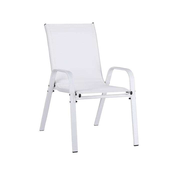 4Pc Outdoor Dining Chairs Stackable Lounge Chair Patio Furniture White