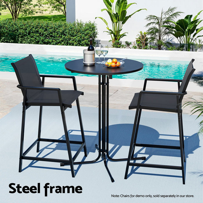 Outdoor Bar Table Round Folding Desk Top 109cm Patio Furniture Black