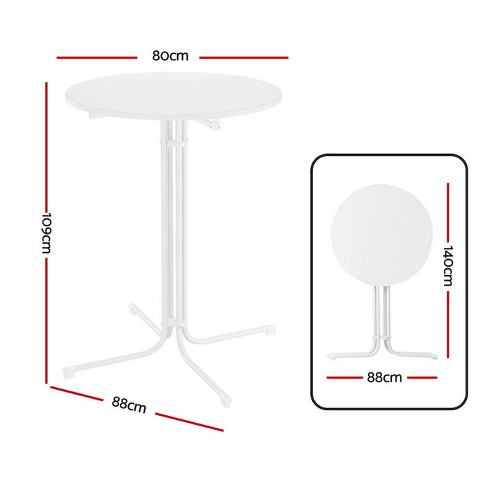 Outdoor Bar Table Round Folding Desk Top 109cm Patio Furniture White