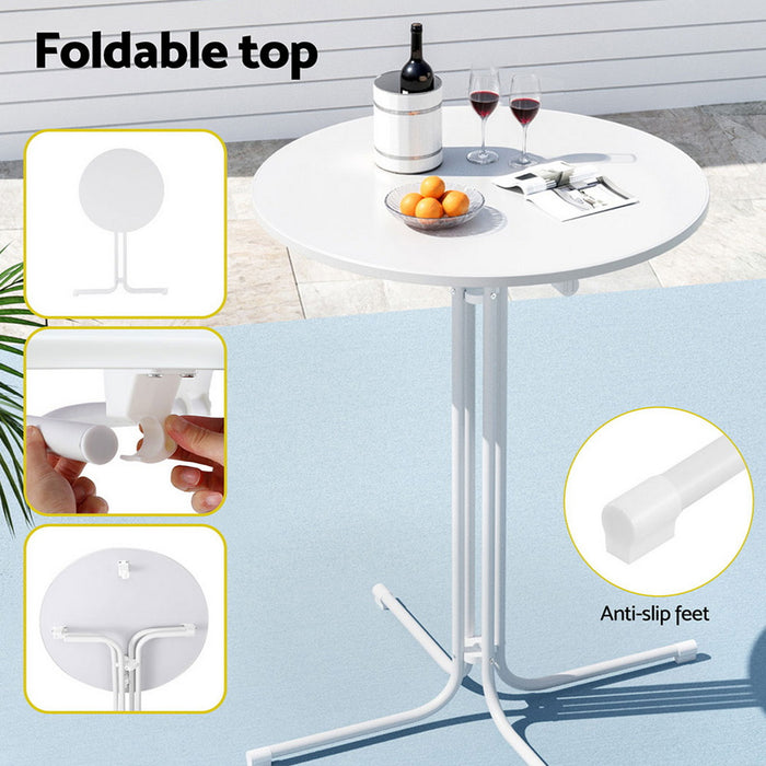 Outdoor Bar Table Round Folding Desk Top 109cm Patio Furniture White