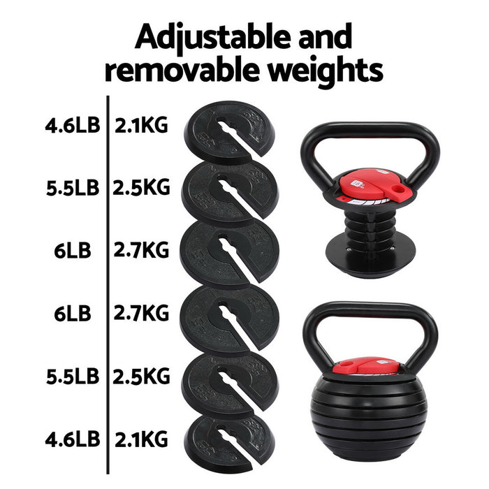 18Kg Adjustable Kettlebell Set Portable Kettle Bell Weight Dumbbells 10Lbs 40Lbs