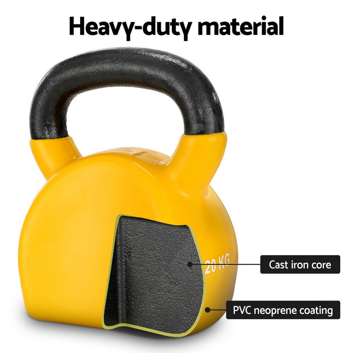 20Kg Kettlebell Set Weightlifting Bench Dumbbells Kettle Bell Gym Home