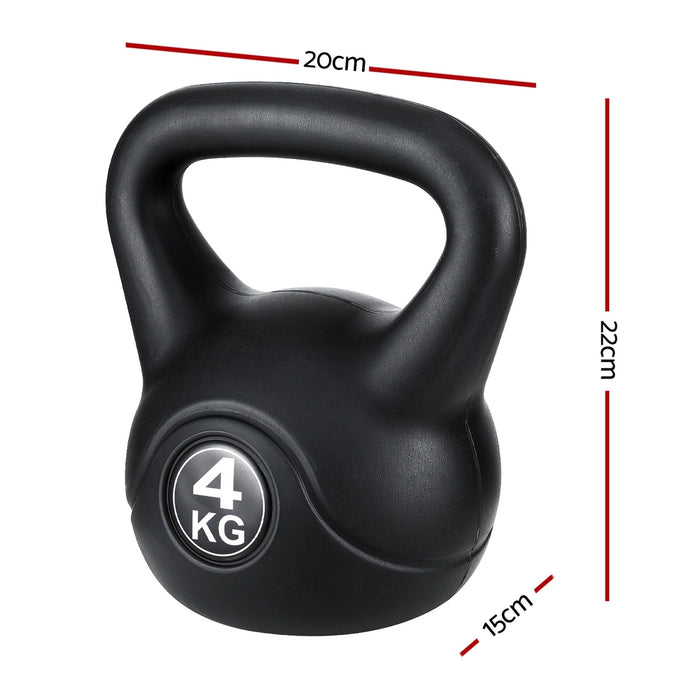 4Kg Kettlebell Set Weight Lifting Bench Dumbbells Kettle Bell Gym Home