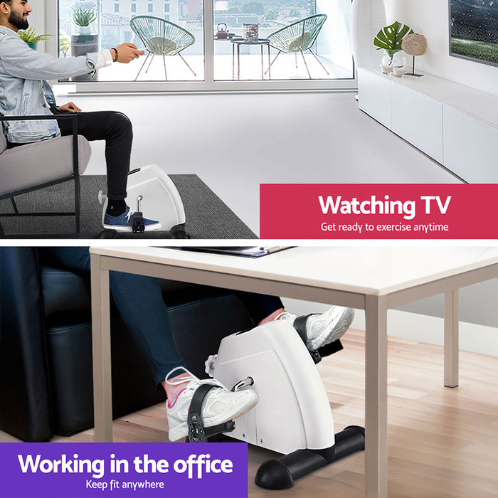 Pedal Exerciser Mini Exercise Bike Cross Trainer Under Desk Bike White