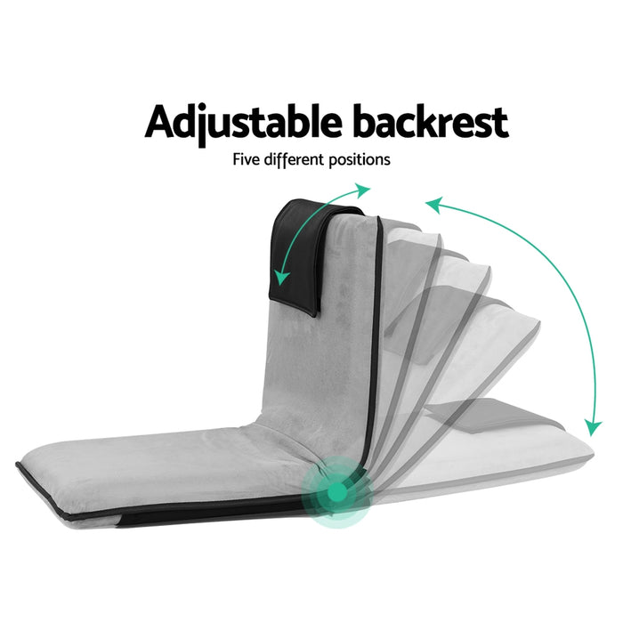 2X Floor Lounge Sofa Bed Floor Cushion Velvet Grey