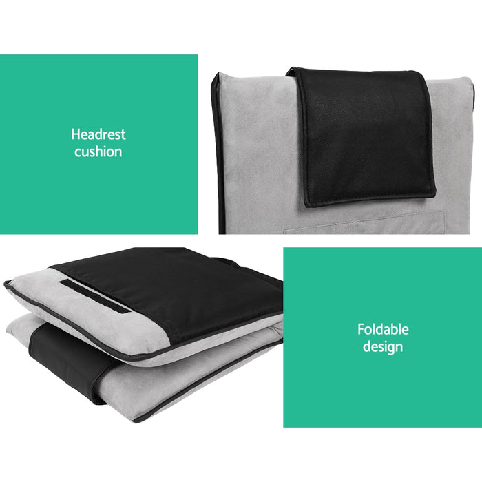 2X Floor Lounge Sofa Bed Floor Cushion Velvet Grey