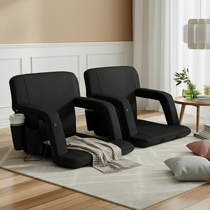 2X Floor Lounge Sofa Bed With Armrest Heated Cushion