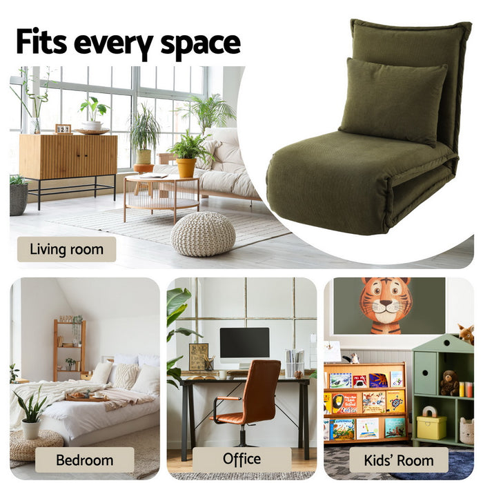 Floor Lounge Sofa Bed Foldable Green