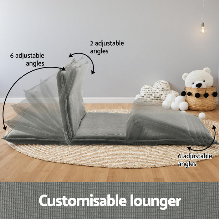 Floor Lounge Sofa Bed Foldable 2 Seater Grey