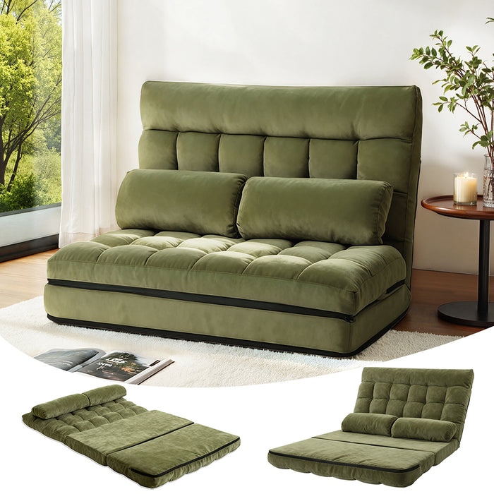 Lounge Sofa Bed 2 Seater Green Fabric