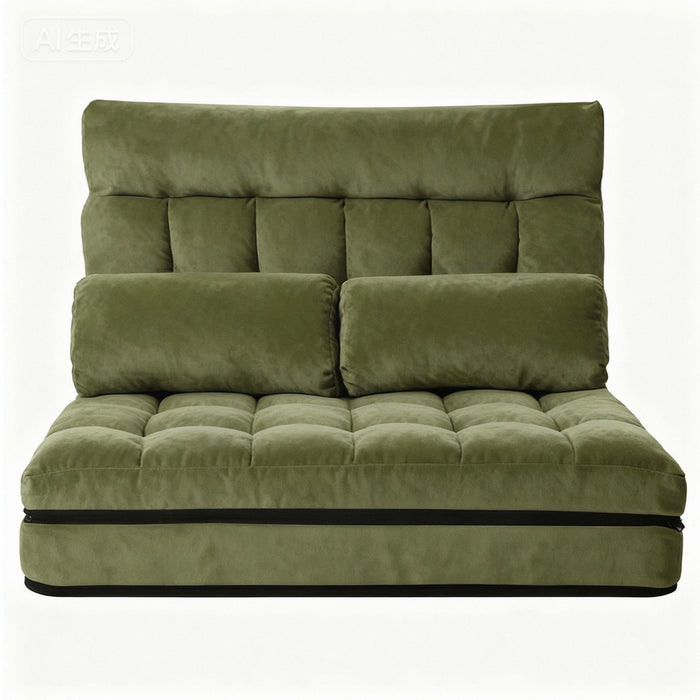 Lounge Sofa Bed 2 Seater Green Fabric