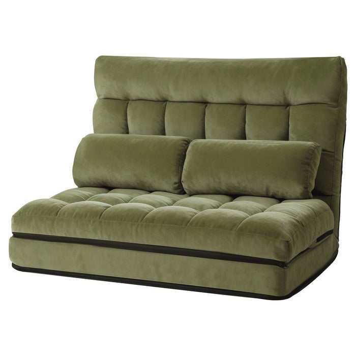 Lounge Sofa Bed 2 Seater Green Fabric