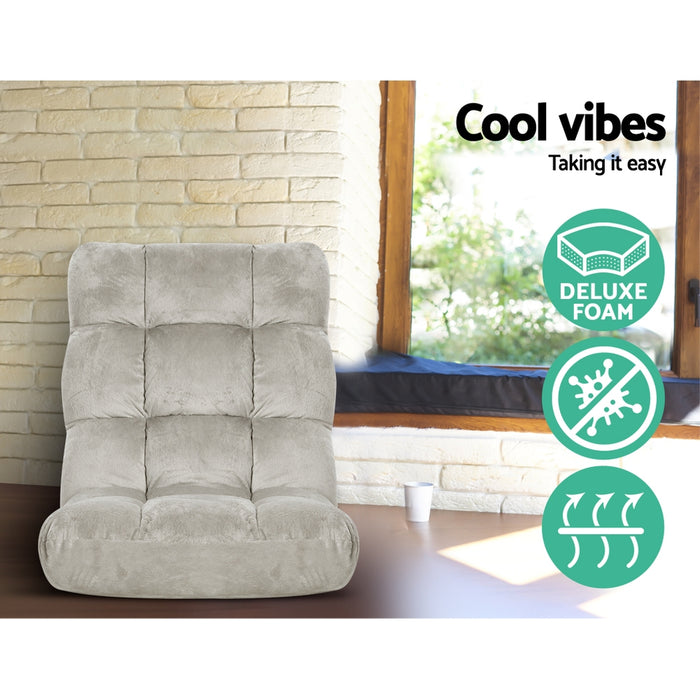 2X Lounge Sofa Bed Flannel Fabric Grey