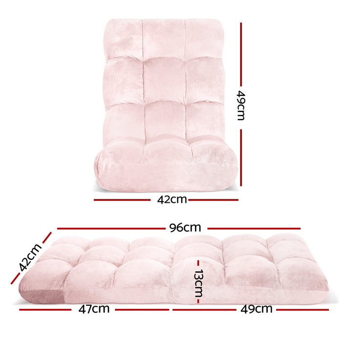 Floor Lounge Sofa Bed Flannel Fabric Pink