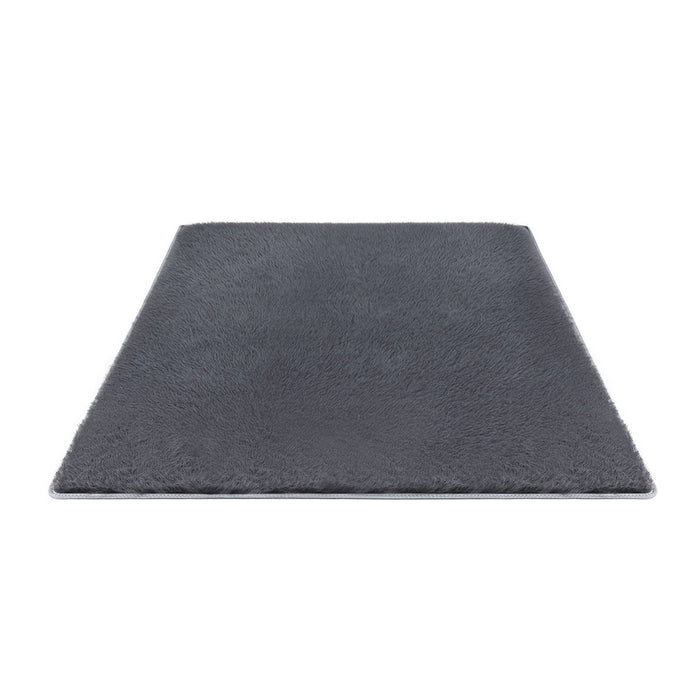 Floor Rug 140X200cm Plush Area Shaggy Rug Living Room Bedroom Carpet Grey