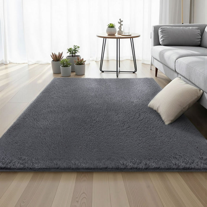 Floor Rug 140X200cm Plush Area Shaggy Rug Living Room Bedroom Carpet Grey