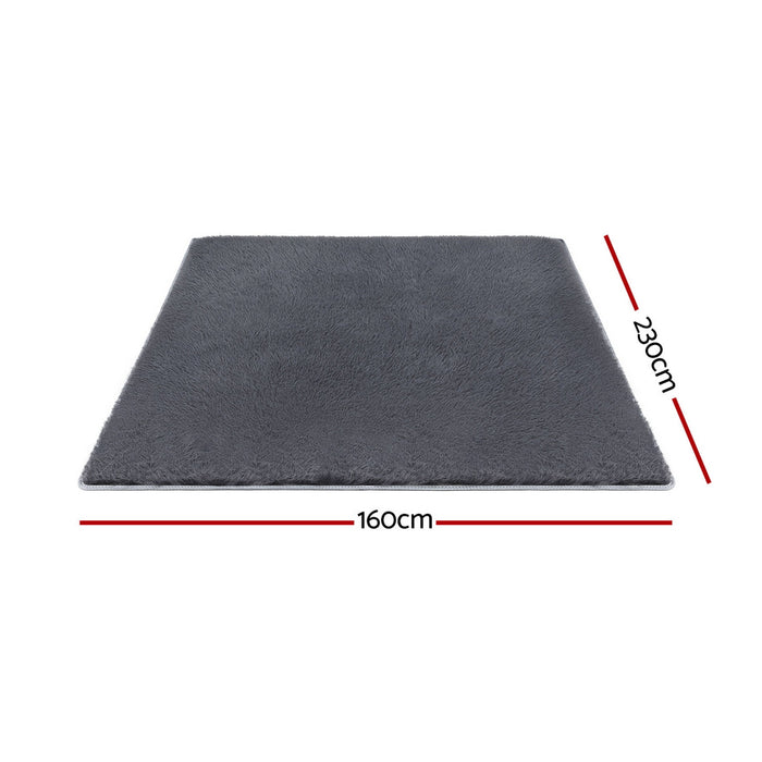 Floor Rug 160X230cm Plush Area Shaggy Rug Living Room Bedroom Carpet Grey