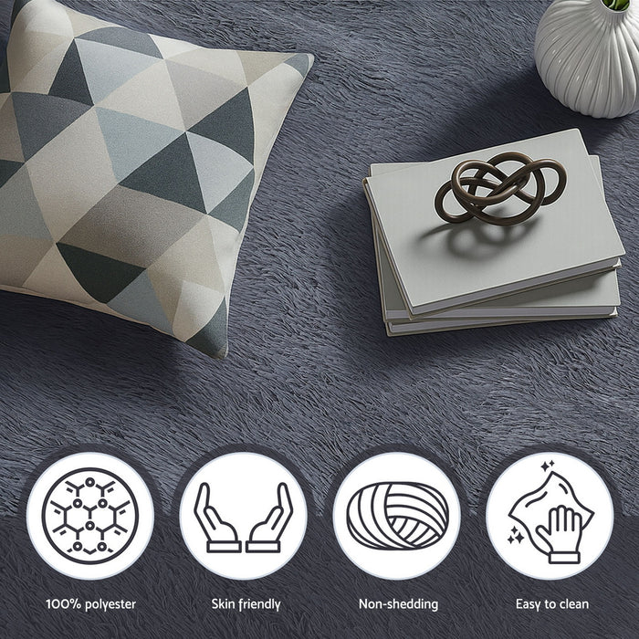 Floor Rug 160X230cm Plush Area Shaggy Rug Living Room Bedroom Carpet Grey