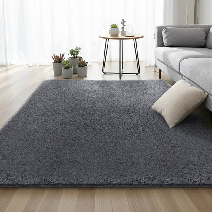 Floor Rug 160X230cm Plush Area Shaggy Rug Living Room Bedroom Carpet Grey