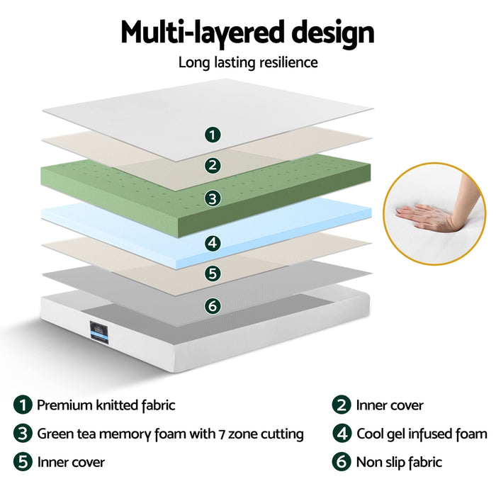 20cm Memory Foam Mattress Green Tea Double