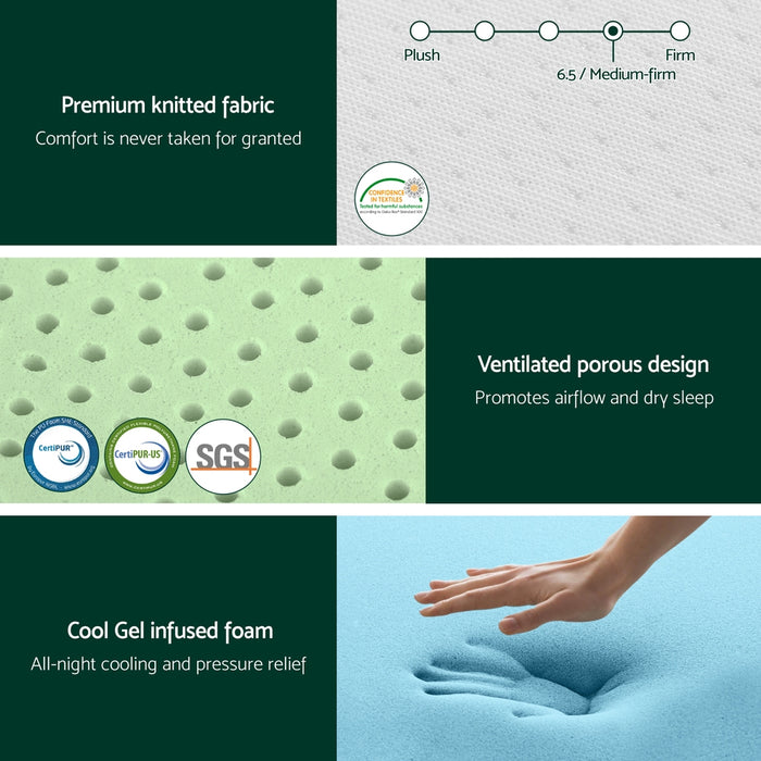 20cm Memory Foam Mattress Green Tea King Single