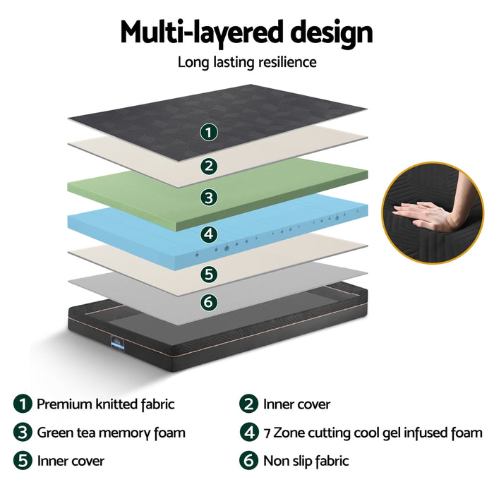 18cm Memory Foam Mattress Green Tea Foam Cool Gel Foam Mattresses King Single
